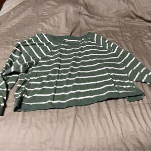 Sonoma Forest Green and White Striped Top
